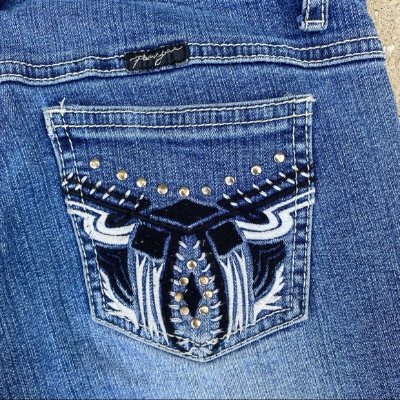 Womens Paco Jeans Blue Rhinestones Embroidery Faded Denim Size 3 EUC - Picture 5 of 5
